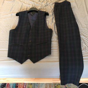 Mens Suit Vest & Pants Blackwatch Plaid
